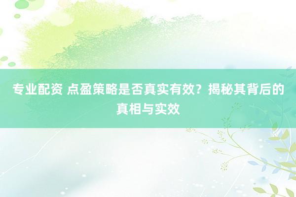 专业配资 点盈策略是否真实有效？揭秘其背后的真相与实效