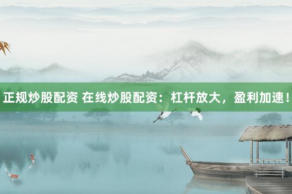 正规炒股配资 在线炒股配资：杠杆放大，盈利加速！