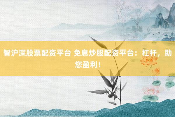 智沪深股票配资平台 免息炒股配资平台：杠杆，助您盈利！