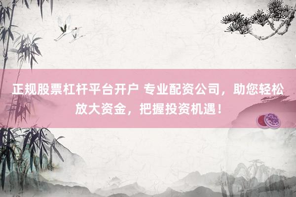 正规股票杠杆平台开户 专业配资公司，助您轻松放大资金，把握投资机遇！