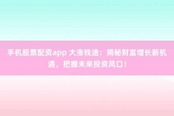 手机股票配资app 大涨钱途：揭秘财富增长新机遇，把握未来投资风口！