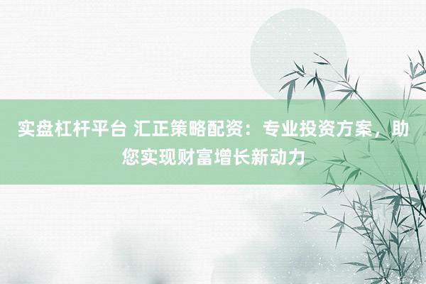 实盘杠杆平台 汇正策略配资：专业投资方案，助您实现财富增长新动力