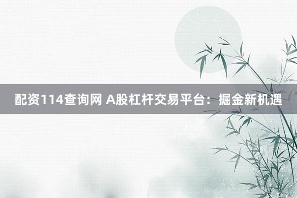 配资114查询网 A股杠杆交易平台：掘金新机遇