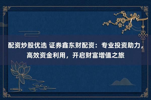 配资炒股优选 证券鑫东财配资：专业投资助力，高效资金利用，开启财富增值之旅