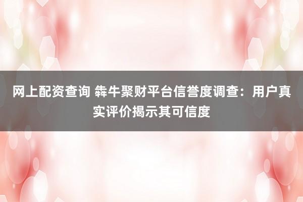 网上配资查询 犇牛聚财平台信誉度调查:用户真实评价揭示其可信度