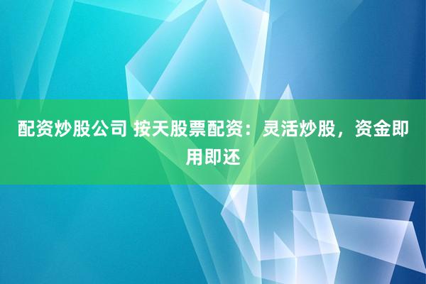 配资炒股公司 按天股票配资:灵活炒股,资金即用即还