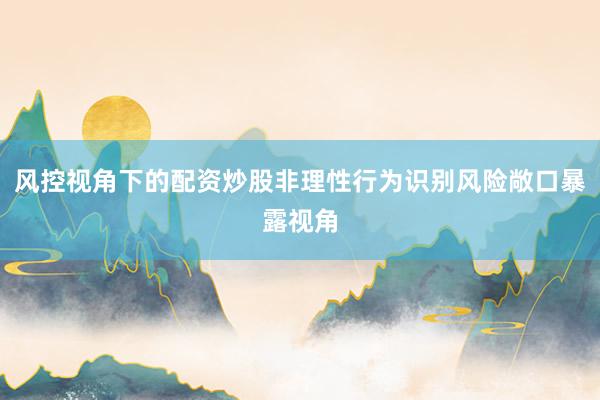 风控视角下的配资炒股非理性行为识别风险敞口暴露视角
