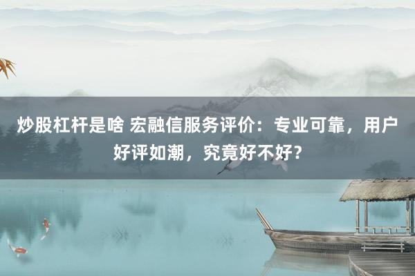 炒股杠杆是啥 宏融信服务评价:专业可靠,用户好评如潮,究竟好不好?